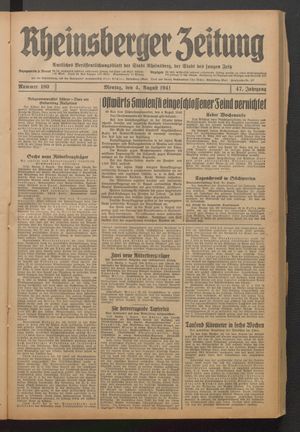 Rheinsberger Zeitung vom 04.08.1941