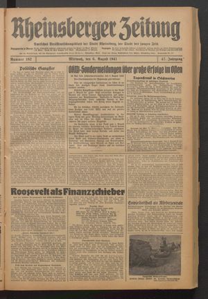 Rheinsberger Zeitung vom 06.08.1941