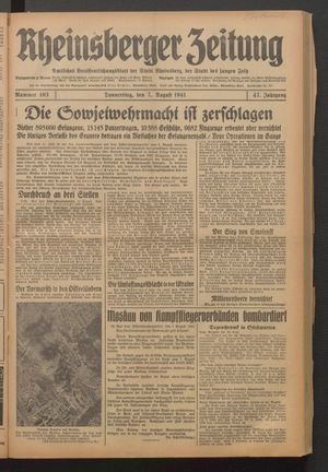 Rheinsberger Zeitung vom 07.08.1941
