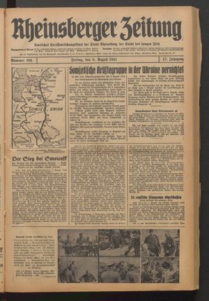 Rheinsberger Zeitung vom 08.08.1941