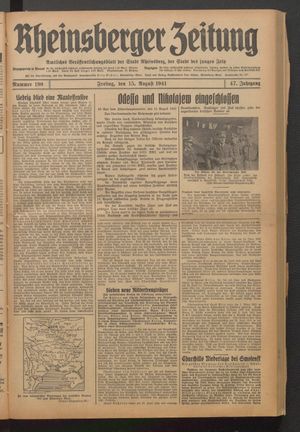 Rheinsberger Zeitung vom 15.08.1941