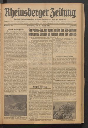Rheinsberger Zeitung on Aug 21, 1941