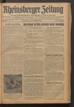 Rheinsberger Zeitung vom 23.08.1941