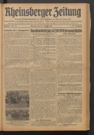 Rheinsberger Zeitung vom 25.08.1941