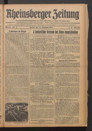 Rheinsberger Zeitung vom 19.09.1941