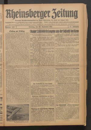 Rheinsberger Zeitung vom 23.09.1941