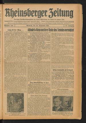 Rheinsberger Zeitung vom 24.09.1941