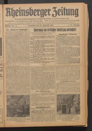 Rheinsberger Zeitung vom 25.09.1941