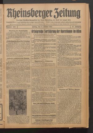Rheinsberger Zeitung vom 03.10.1941