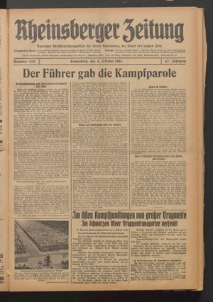 Rheinsberger Zeitung vom 04.10.1941