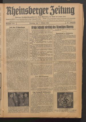 Rheinsberger Zeitung vom 07.10.1941