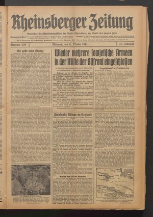 Rheinsberger Zeitung vom 08.10.1941