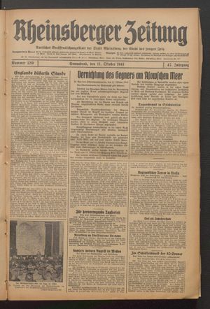 Rheinsberger Zeitung vom 11.10.1941