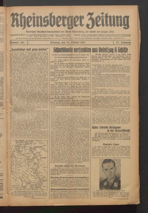 Rheinsberger Zeitung vom 14.10.1941