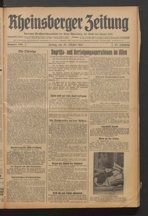 Rheinsberger Zeitung vom 24.10.1941