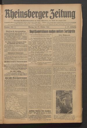 Rheinsberger Zeitung vom 27.10.1941