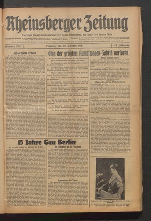 Rheinsberger Zeitung vom 28.10.1941