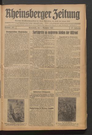 Rheinsberger Zeitung vom 01.11.1941