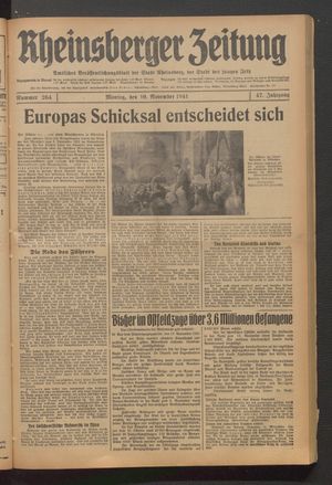 Rheinsberger Zeitung vom 10.11.1941