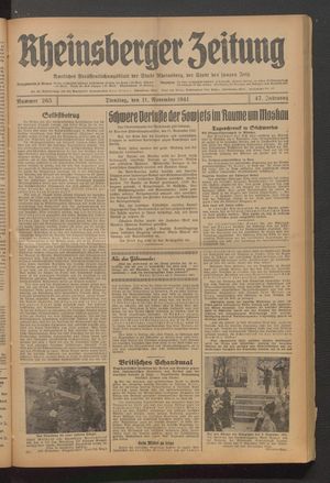 Rheinsberger Zeitung vom 11.11.1941