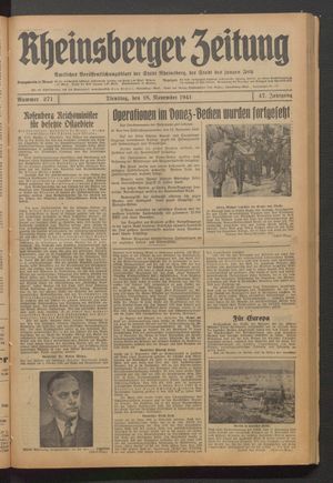 Rheinsberger Zeitung vom 18.11.1941