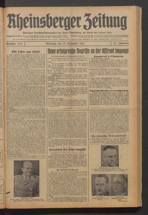 Rheinsberger Zeitung vom 19.11.1941