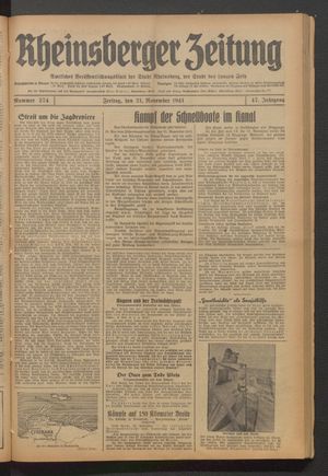 Rheinsberger Zeitung vom 21.11.1941