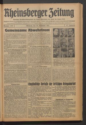 Rheinsberger Zeitung vom 26.11.1941