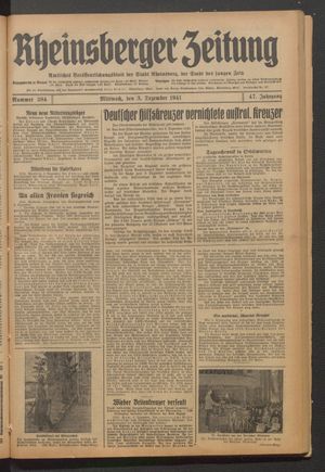 Rheinsberger Zeitung vom 03.12.1941