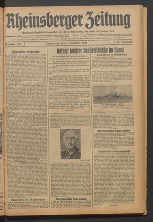 Rheinsberger Zeitung vom 04.12.1941