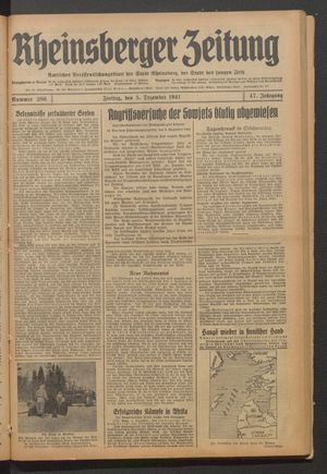 Rheinsberger Zeitung vom 05.12.1941