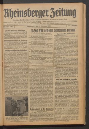 Rheinsberger Zeitung vom 06.12.1941