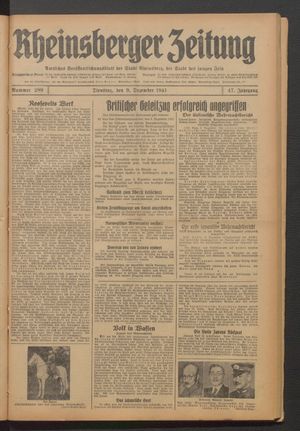 Rheinsberger Zeitung vom 09.12.1941