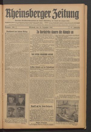 Rheinsberger Zeitung vom 10.12.1941