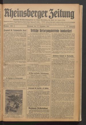 Rheinsberger Zeitung vom 17.12.1941