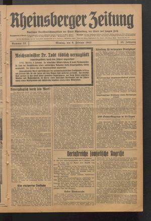 Rheinsberger Zeitung on Feb 9, 1942