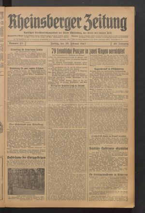 Rheinsberger Zeitung vom 20.02.1942