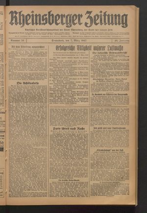Rheinsberger Zeitung vom 07.03.1942