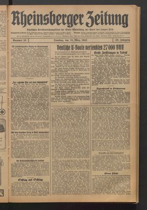 Rheinsberger Zeitung vom 10.03.1942