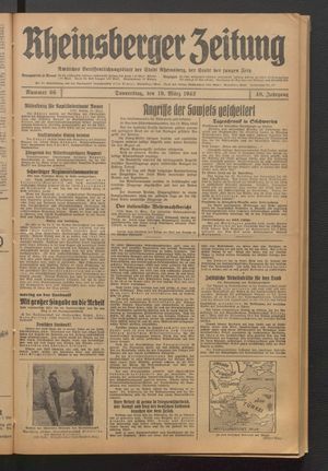 Rheinsberger Zeitung vom 19.03.1942