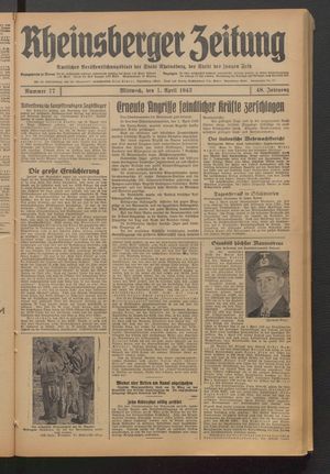 Rheinsberger Zeitung vom 01.04.1942