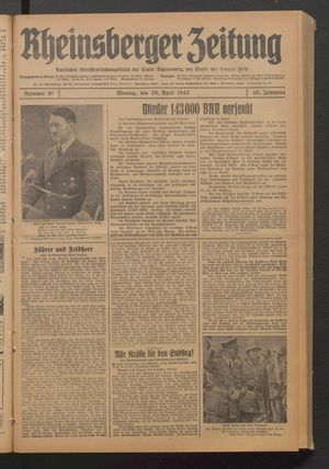 Rheinsberger Zeitung vom 20.04.1942