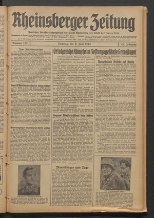 Rheinsberger Zeitung vom 09.06.1942