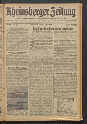 Rheinsberger Zeitung vom 11.06.1942