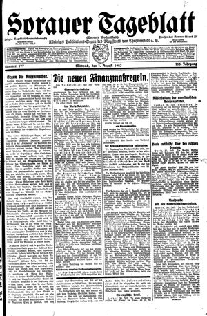 Sorauer Tageblatt vom 01.08.1923