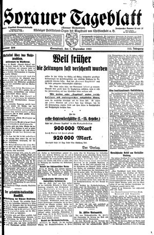 Sorauer Tageblatt vom 01.09.1923