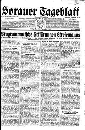 Sorauer Tageblatt vom 14.09.1923