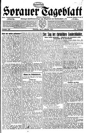 Sorauer Tageblatt vom 02.10.1923