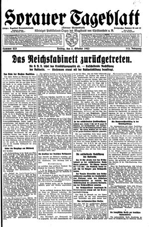 Sorauer Tageblatt vom 05.10.1923