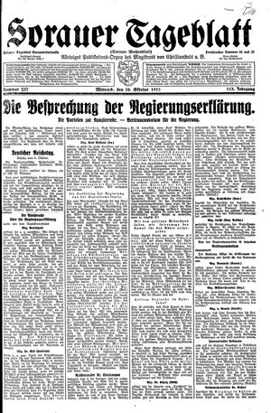 Sorauer Tageblatt vom 10.10.1923